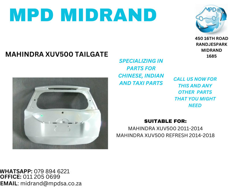 Mahindra XUV500 2011-2014 &amp; Refresh 2014-2018 - Tailgate