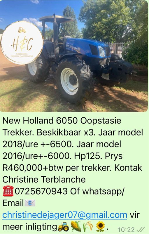 New Holand 6050 Oopstasie Trekker.