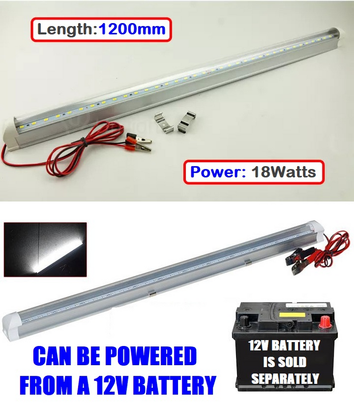 LED Tube Lights Integrated 12V T8 Complete With Alligator Clips, Leads. Brand New Turn Key Products