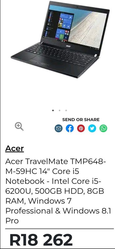 Acer travelmate i5 Laptop worth R18000
