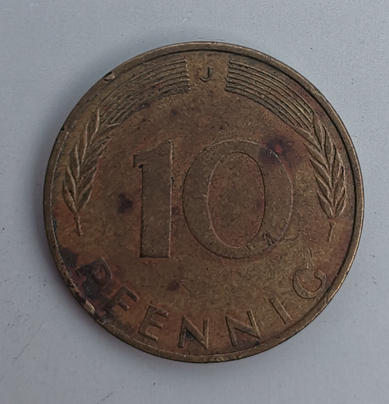 1972 German 10 Pfennig Bank deutscher Länder (J) (Germany, FRG) Coin For Sale