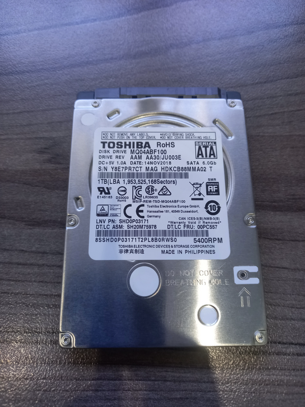 TOSHIBA 1TB HDD 2.5 SATA
