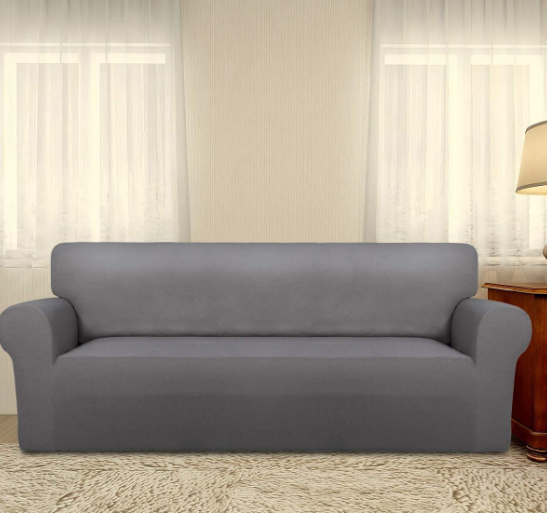 Gently Used Stretchy Elastic Non-Slip Sofa/Couch Protector Slip Cover - Light Grey - 145 cm -- A4809