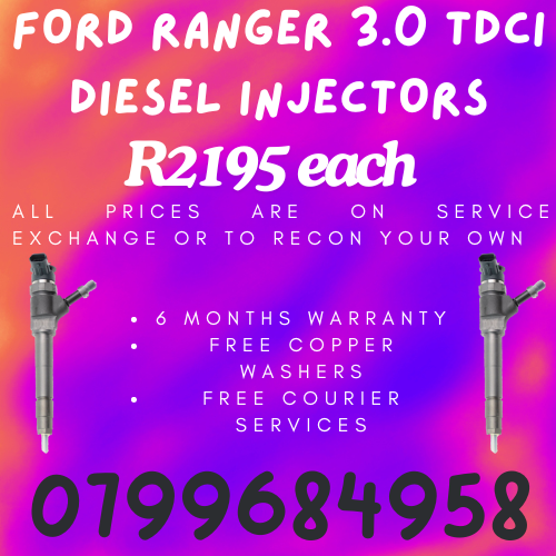 FORD RANGER 3.0 TDCI DIESEL INJECTORS/ WE RECON AND SELL ON EXCHANGE