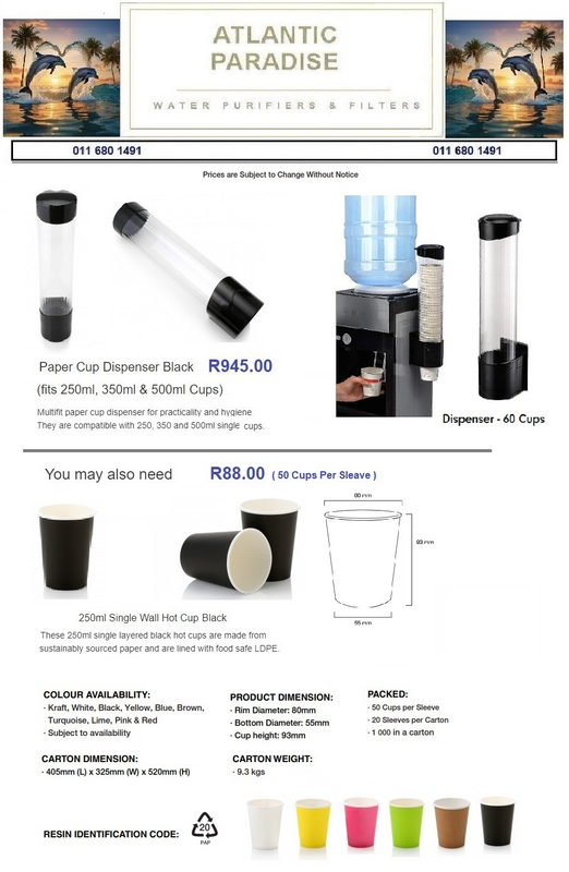 Black Paper Cup Holder Dispenser Kit