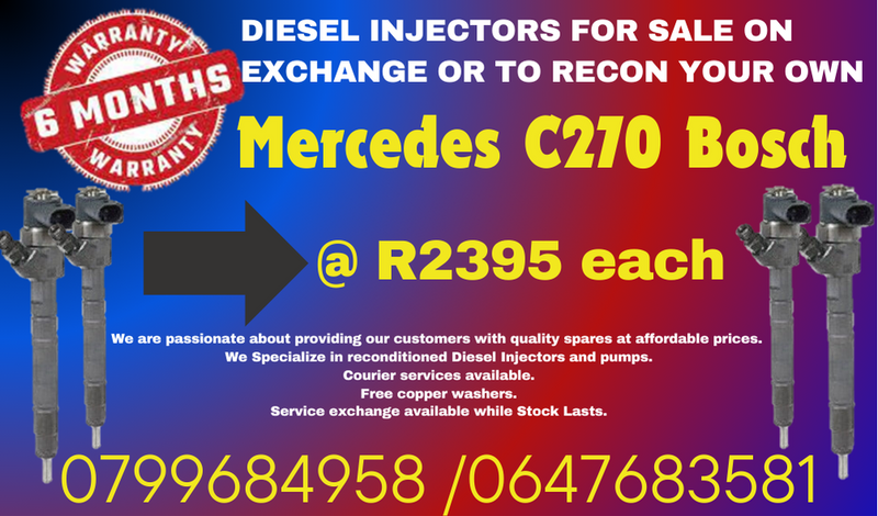 MERCEDES C270 BOSCH DIESEL INJECTORS FOR SALE WITH WARRANTY