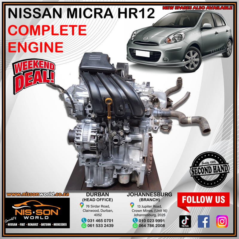 NISSAN MICRA HR12 COMPLETE ENGINE