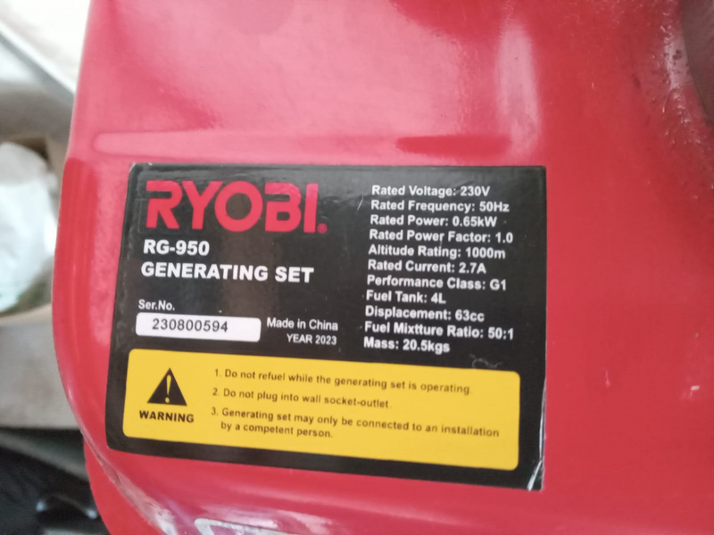 950w Ryobi Generator