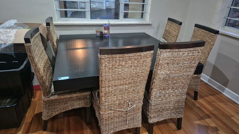 8 seater Dining Table and Cane chair