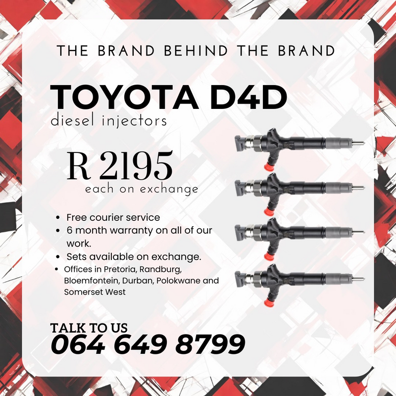 Toyota D4D diesel injectors for sale on exchange or to recon 6 months warranty