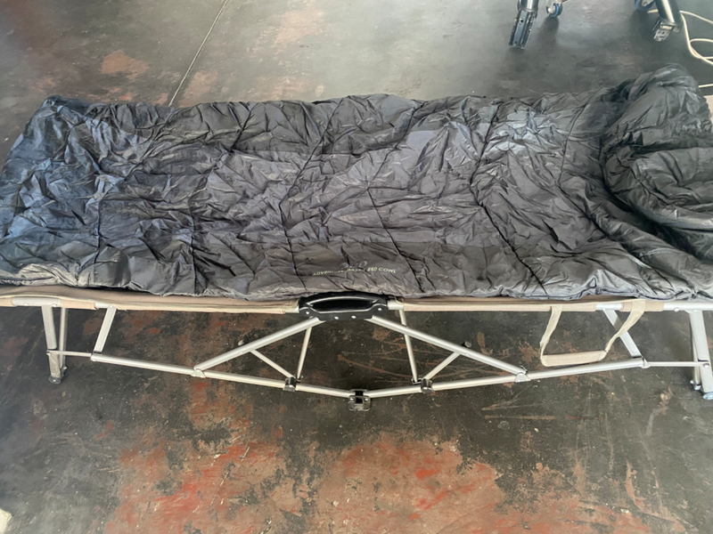 Quick fold stretcher, mattress &amp; sleeping bag