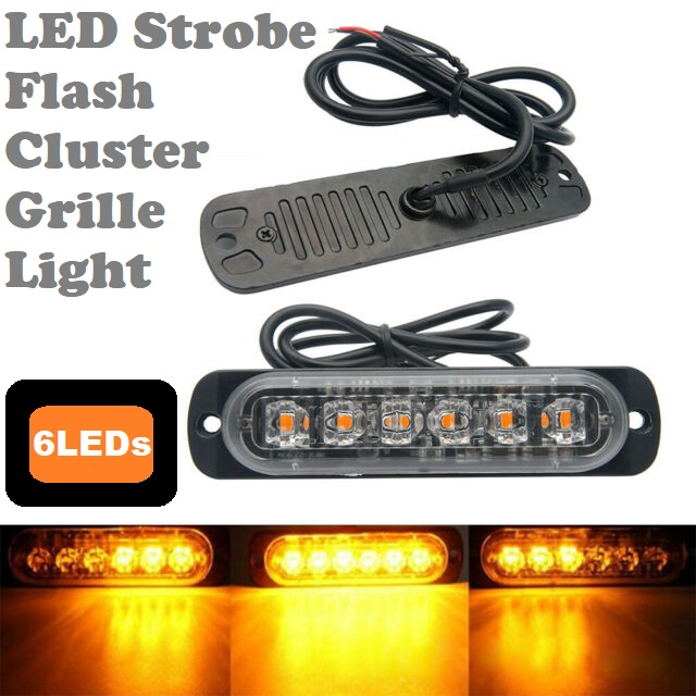 Amber Orange Yellow LED Flash Strobe Grille Bumper Running Board Cluster Lights 12V / 24V. Brand NEW