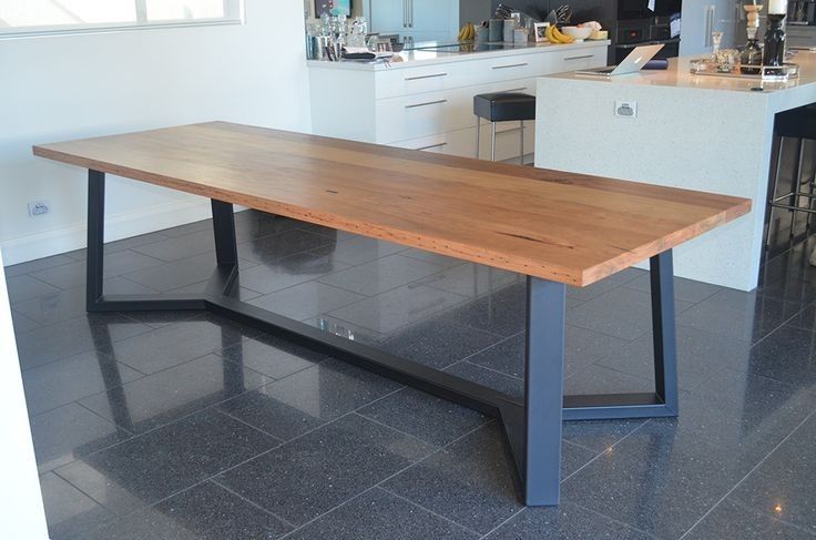 Dining table with steel legs