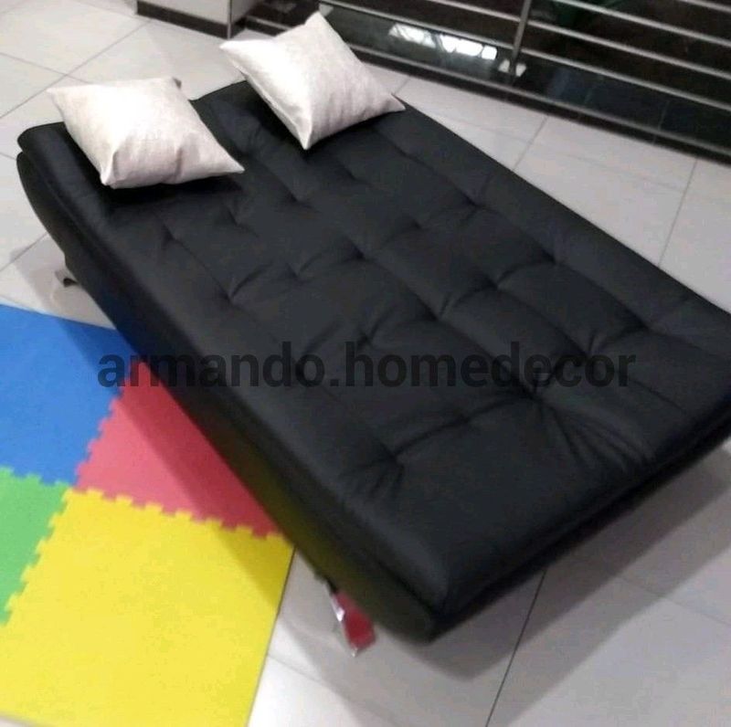 New Black faux leather sleeper couch