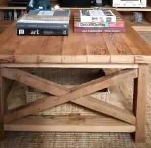 Custom coffee table made from reclaimed Oregon and oak