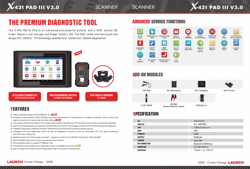 LAUNCH Pad III Version 3 Premium Diagnostic Scanner - popular, well priced - Reputable Dealer
