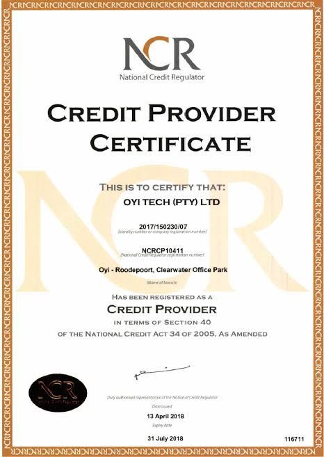 NCR Credit provider License