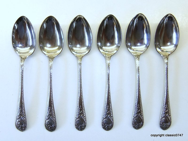 6 Silver Plated Coffee-Tee Spoons (Marked JB)