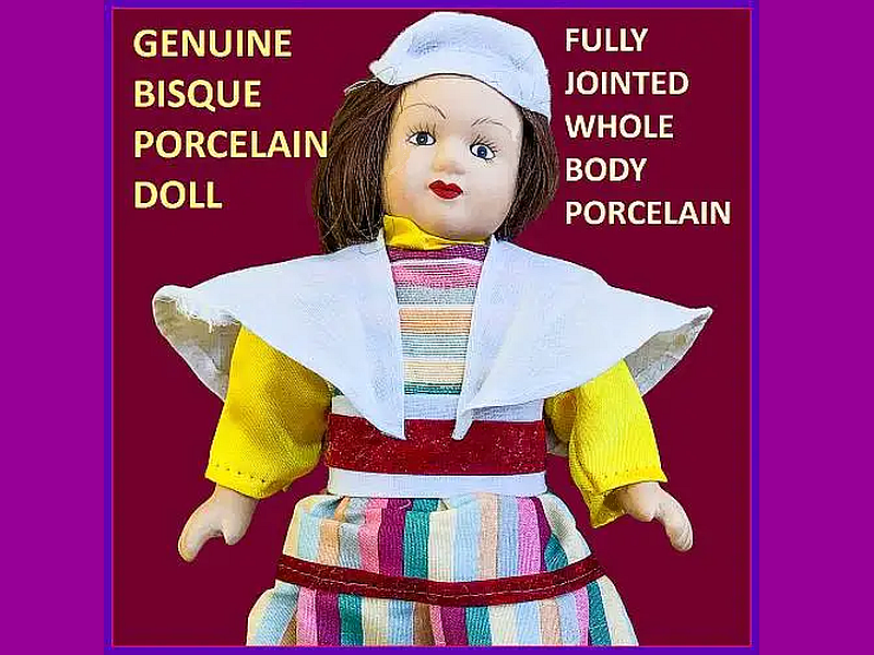 Porcelain Doll in Country Dress