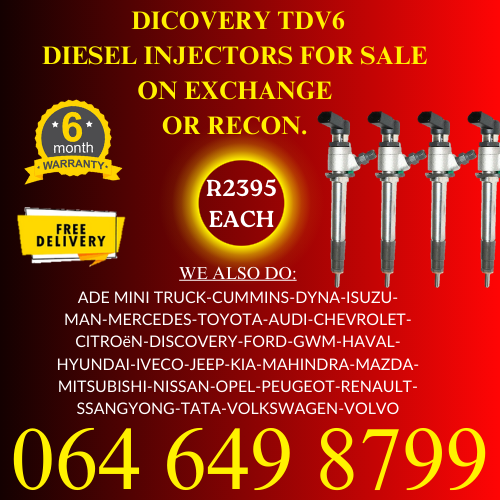 Discovery TDV6 diesel injectors for sale on exchange 6 months warranty.