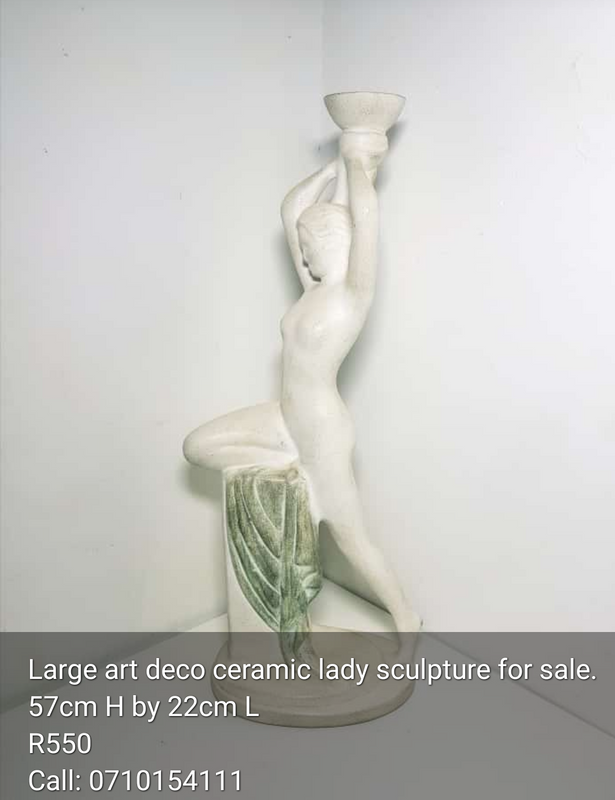 Large art deco ceramic lady sculpture for sale