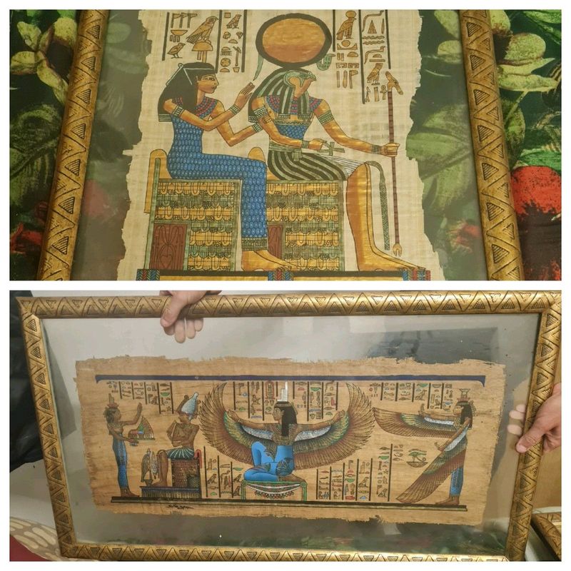 Papyrus Egyptian wall art in frames