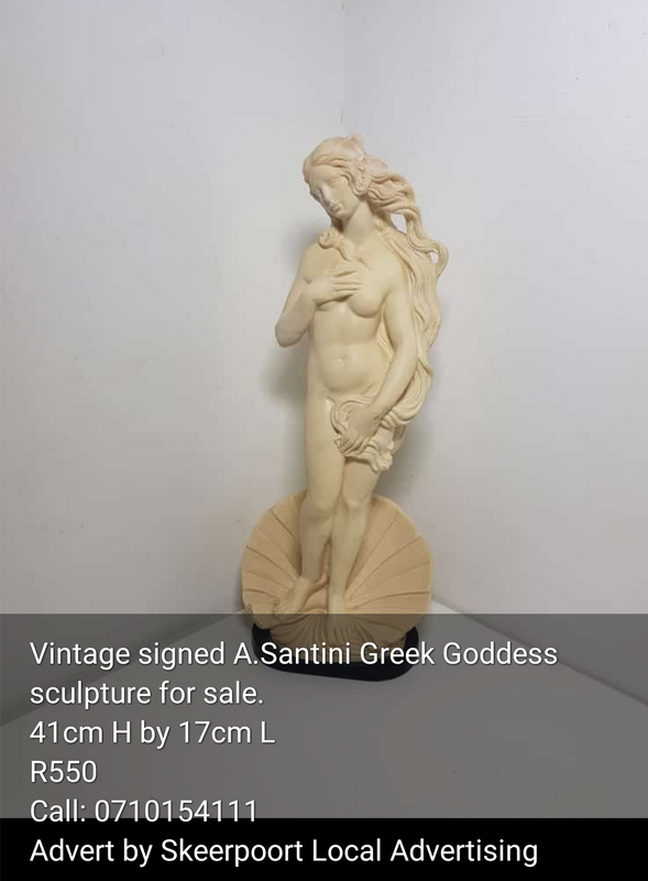 Vintage signed A.Santini Greek goddess sculpture for sale