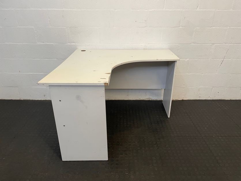 White Simple L Shape Desk No Drawers - PRICE DROP-