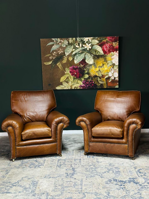 (ON PROMOTION) 2 x Immaculate condition genuine leather armchairs (R9500 each &amp; R17k for both)