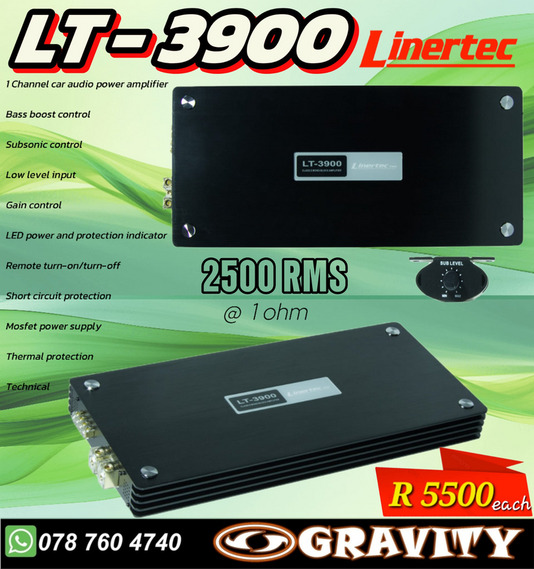 LINERTEC LT-3900 MONOBLOCK AMPLIFIER - 2500w RMS - GRAVITY AUDIO DURBAN