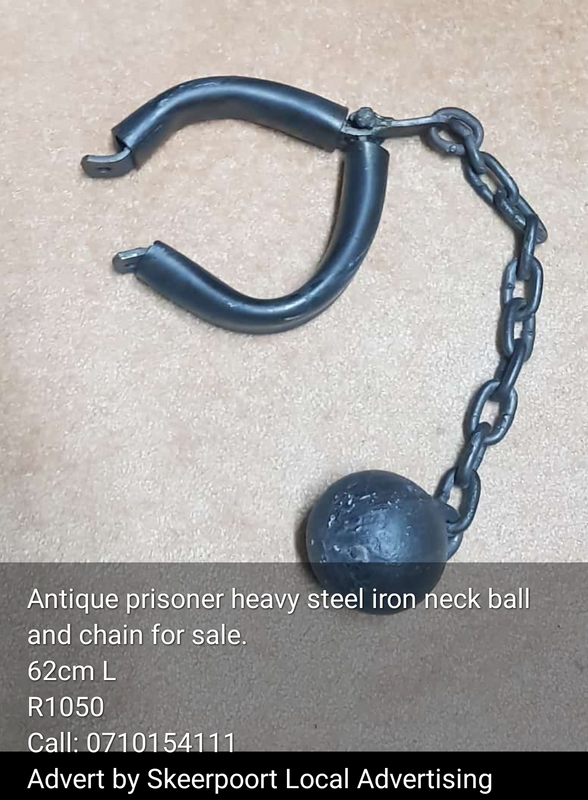 Antique prisoner heavy steel iron neck ball and chain for sale