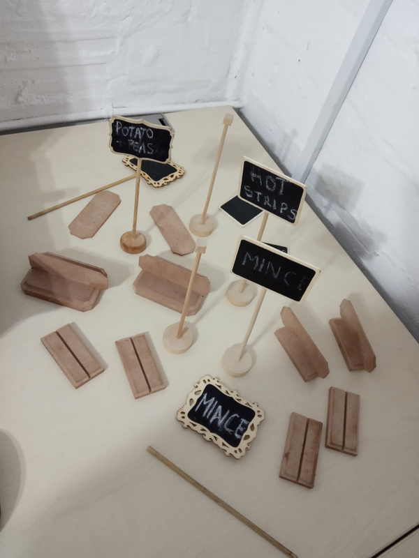 Wooden table displays
