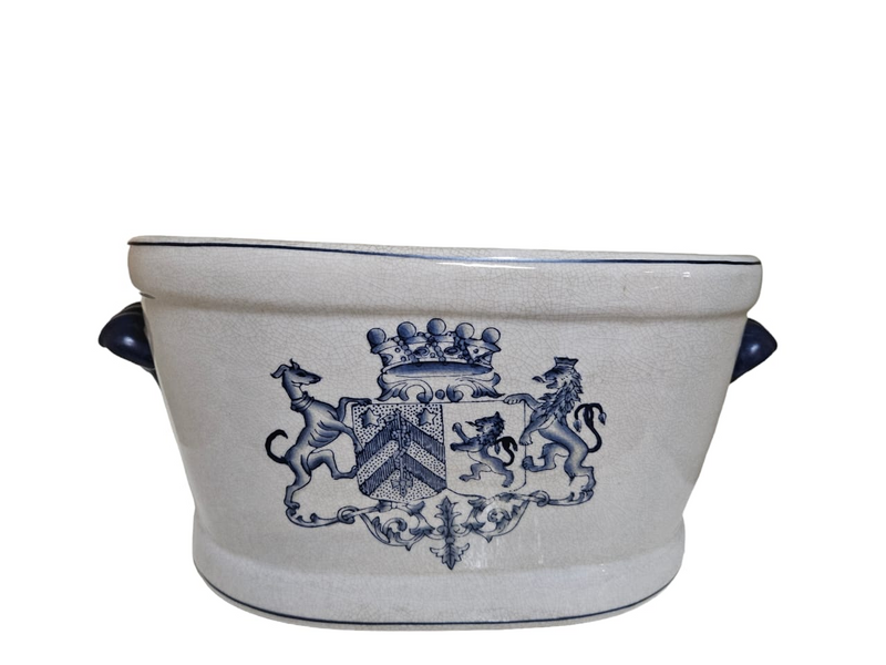 Victorian Style ceramic blue and white decorative ice bucket or planter