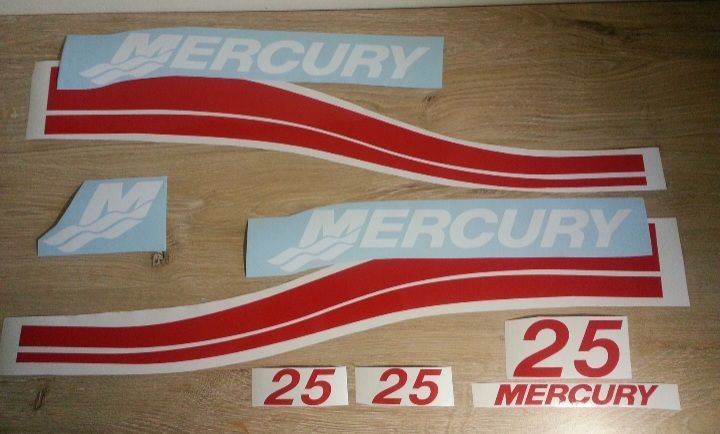 Mercury 25 sea pro outboard motor cowl decals stickers