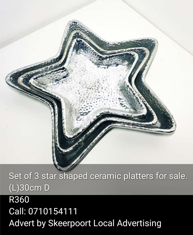 Set of 3 star shaped ceramic platters for sale