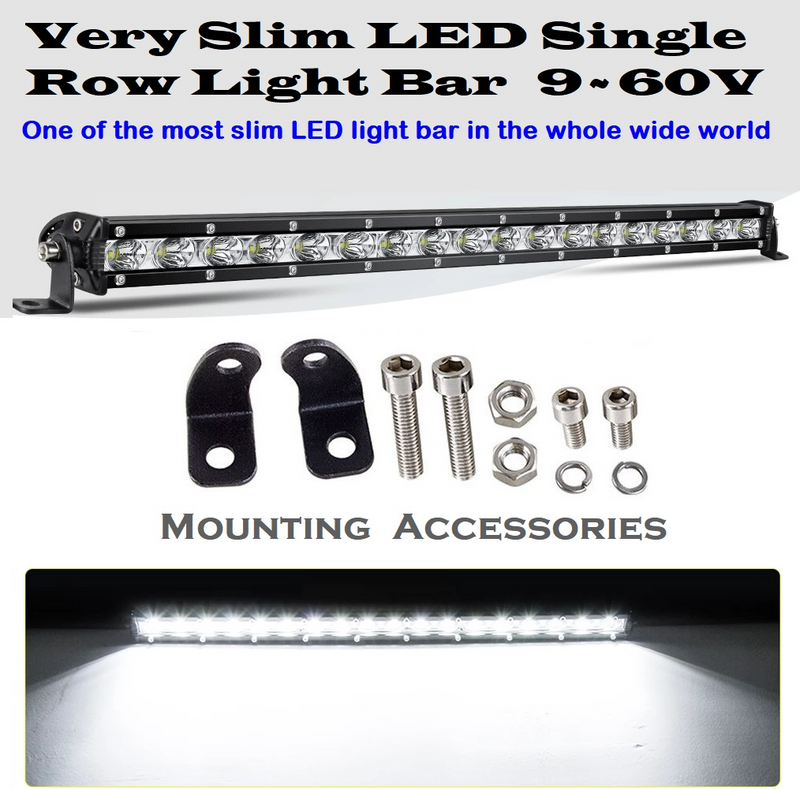 LED Light Bar 490mm Ultra Slim Design 9~60V DC 54W. Single Row Version. Brand New Products.