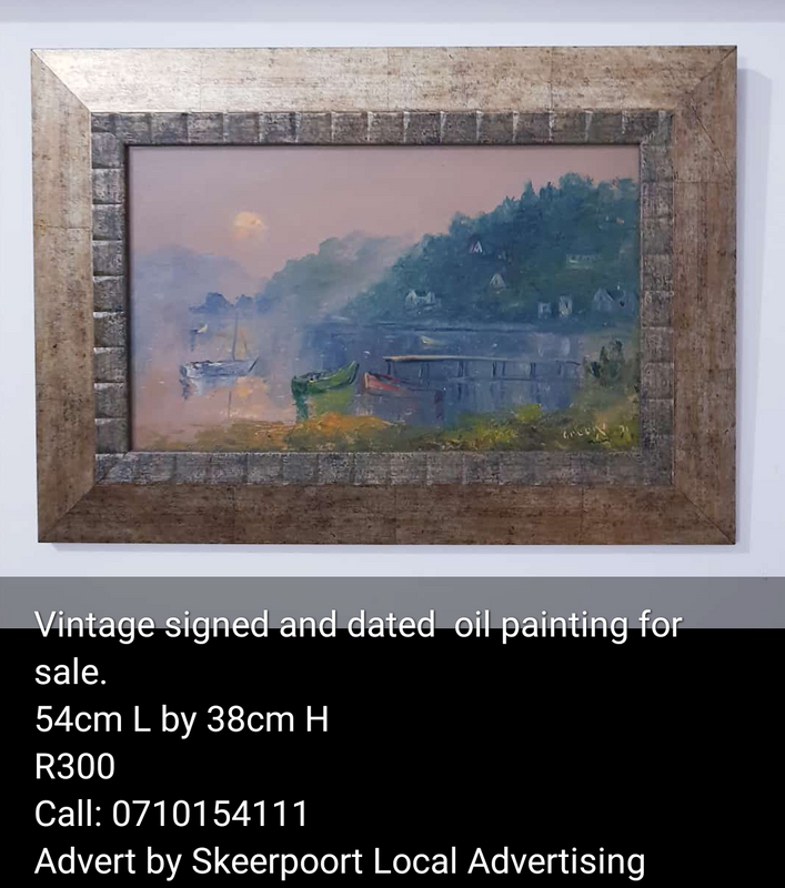 Vintage signed and dated Green oil painting for sale