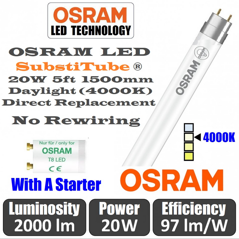 Box of 25pcs OSRAM 5ft 1500mm LED T8 Tube Lights. Direct Replacement for Fluorescent Tube. Brand NEW