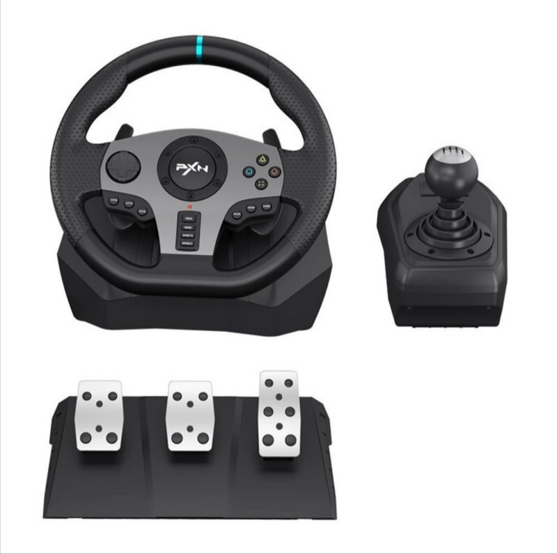 Gaming Steering wheel with 3 Pedals and Gear Shifter PXN-V9