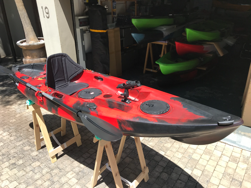 Pioneer Kayak AA2 single incl. seat, paddle, leash and rod holder, Nitros Red colour, NEW!