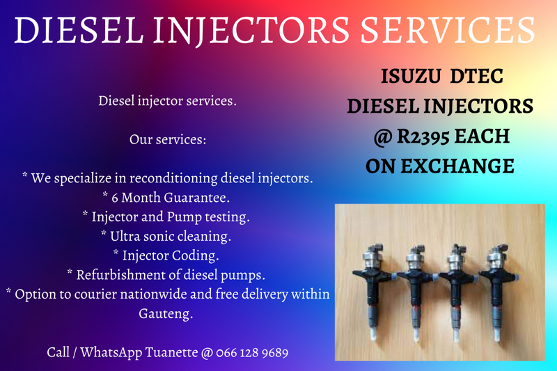 ISUZU DTEC KB250 DIESEL INJECTORS FOR SALE ON EXCHANGE OR TO RECON YOUR OWN
