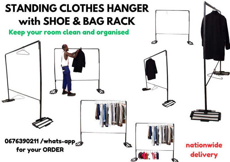 Floor Hanger with shoe rack and bag hanger