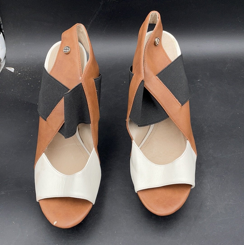 Errol Arendz White brown &amp;black heel sandal-