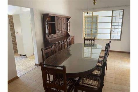 Dining room table with 10 chairs and display unit solid Imbuia