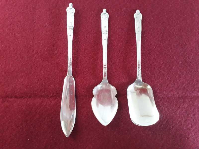 Silver-plated Apostle Butter Knife and Preserve Spoons