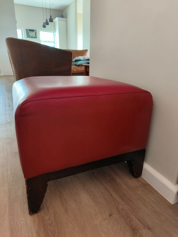 Red Leather Ottoman Wetherlys