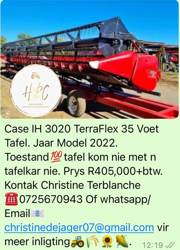 Case IH 3020 TerraFlex 35Voet Tafel.