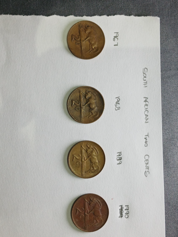 Old South African 2cent coins
