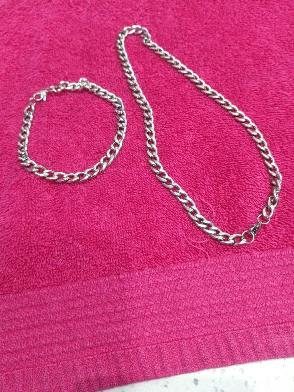 unisex Stainless steel chain and bracelet combo