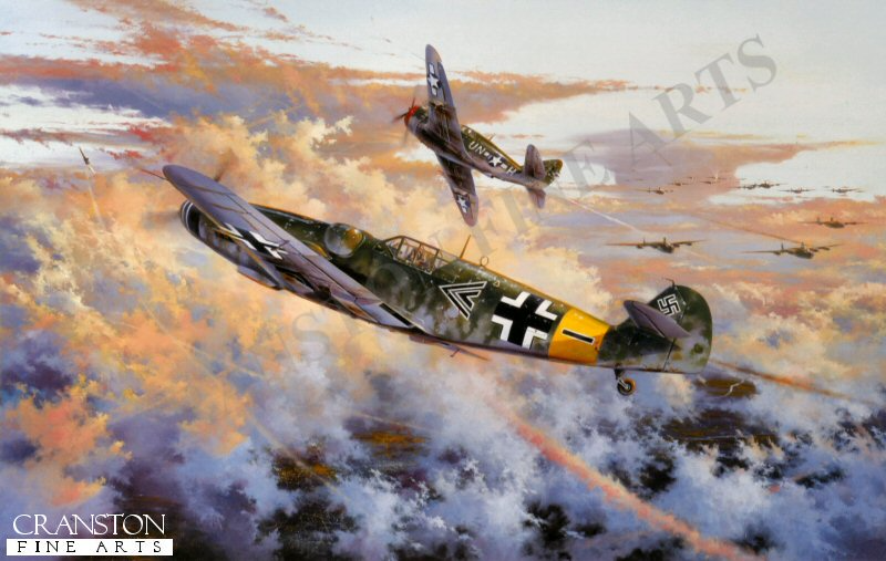 Eagle Strike by Simon Atack. Aviation Art Framed Print 292/500 WWII ME109